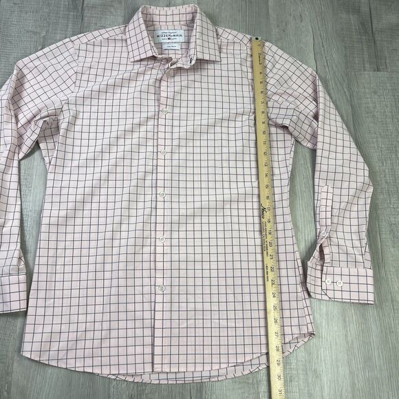 Mizzen + Main Leeward Shirt Mens Large Trim Pink White Check Golf Casual P - Picture 8 of 11